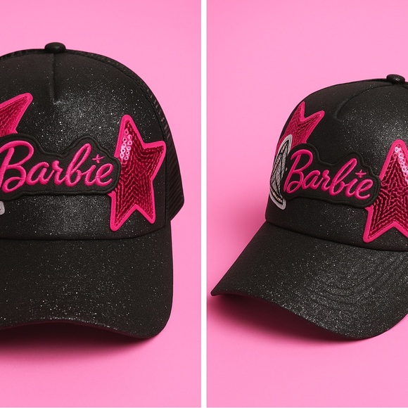 Barbie Glam Trucker Hat – Black Glitter Custom main image 4